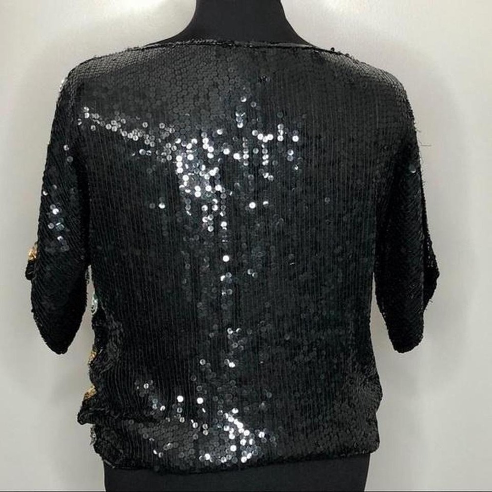 JLB Silk & Sequin Top Vintage animal print  oversized‎ size small super - Picture 7 of 8